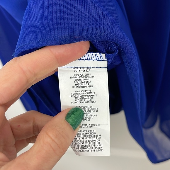 XSCAPE Royal Blue One Shoulder Peplum Gown Rhinestones Formal Wedding Guest Prom - Picture 5 of 9